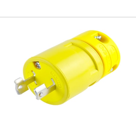 Woodhead Locking Plug, L1-15P, 20 A, 125V AC, 2 Pole, Yellow 2404
